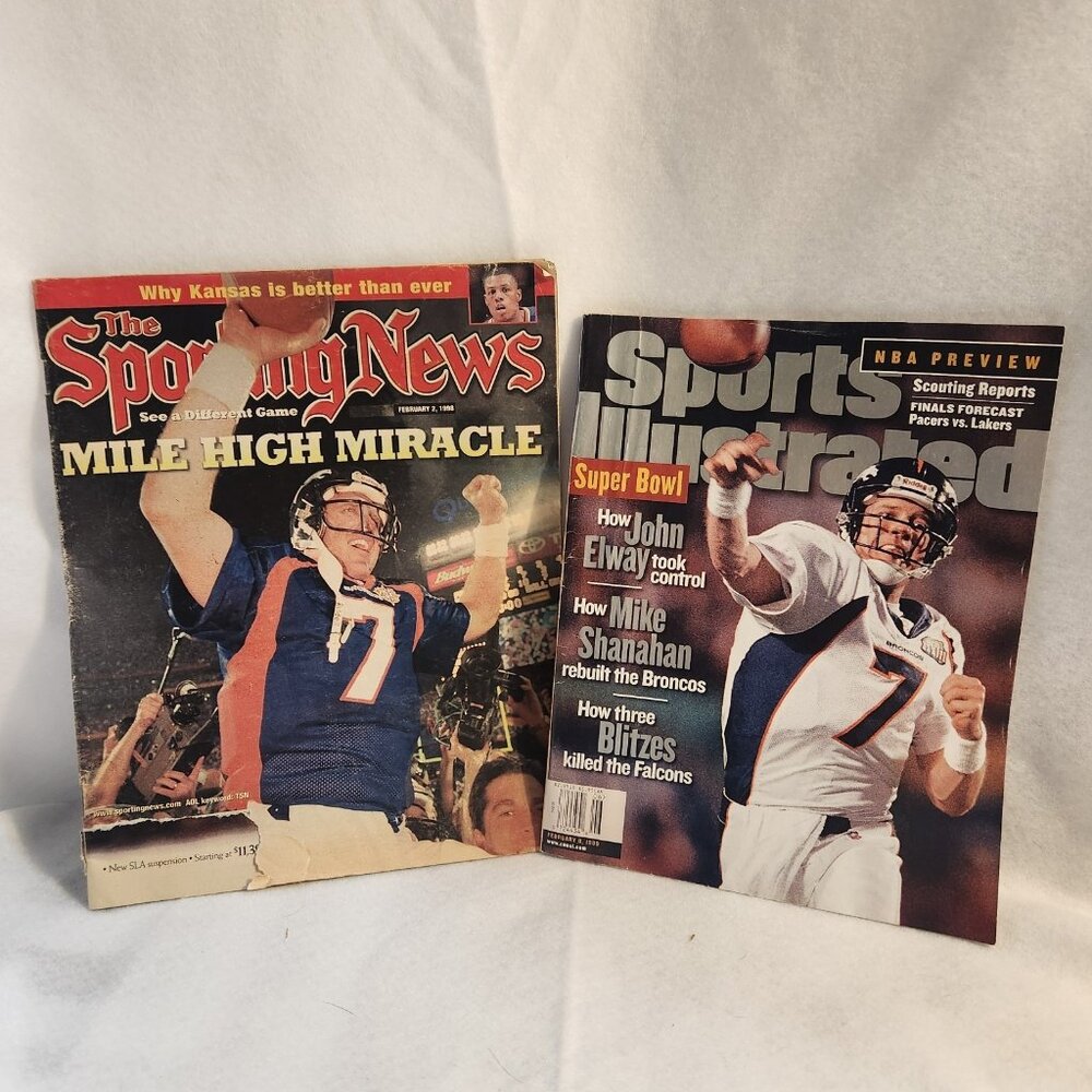 John Elway Magazine Set Of 2 Good Condition 1998 And 1999 Sports Illustrated